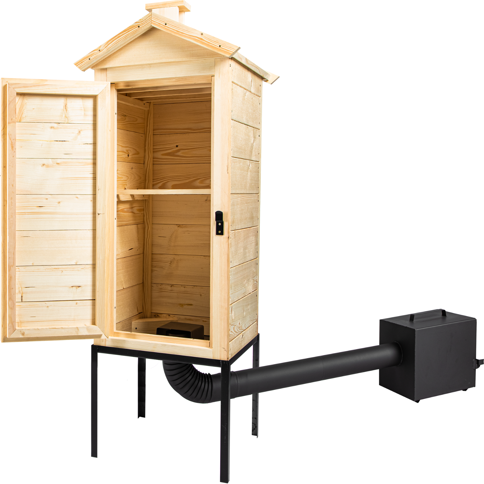 Räucherofen aus Holz 100 cm mit externer Feuerstelle