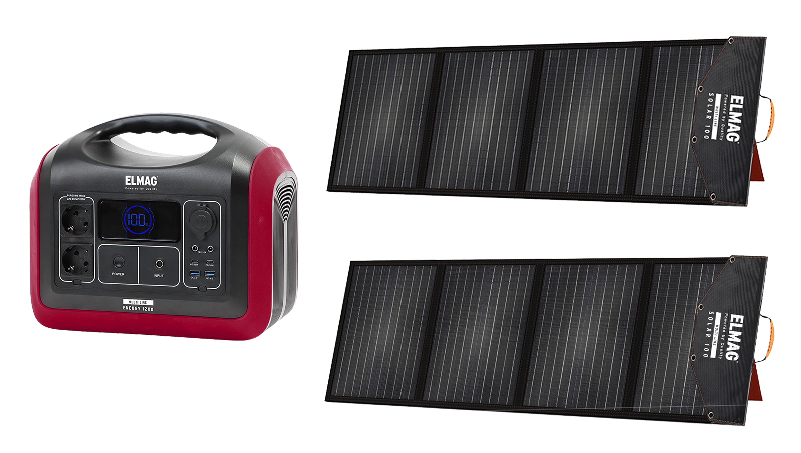Solargeneratorset Energy1200W+ 2 x Solar 100 Watt tragbar