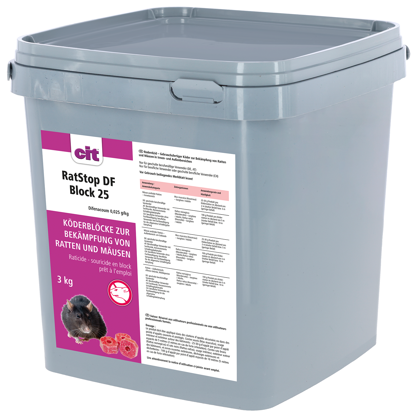 Rat bait RatStop DF Block 25 3 kg*