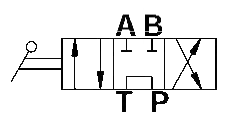 4/3-Wegeventil mechanisch umschaltbar, Mittelstellung geschlossen, für Rohrleitungseinbau