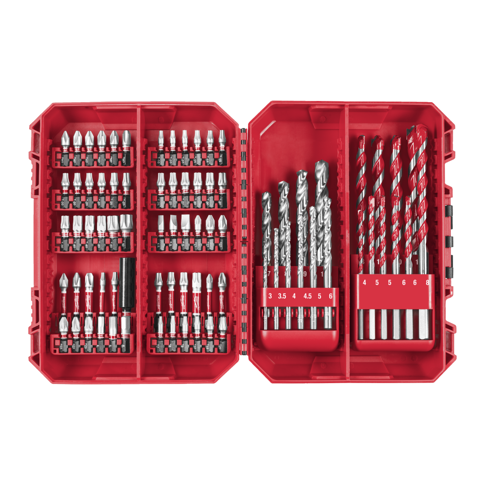  80-piece screwdriver and drill set with round shank
