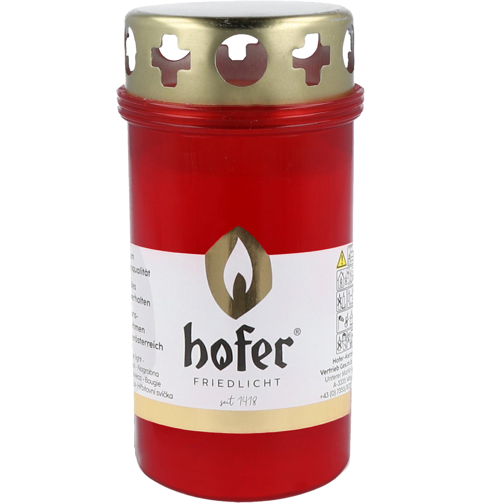 Grave candle with lid T3 red