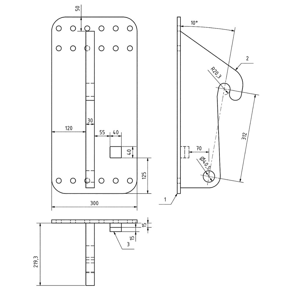 Console JCB / Liebherr / Volvo, LA=312mm, 1 pair