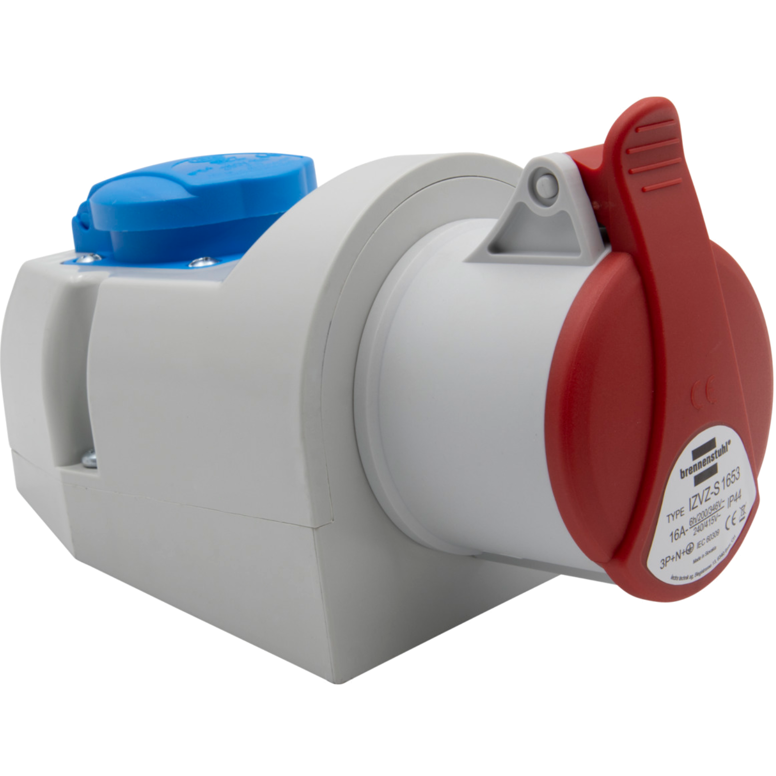 Kombi-Wandsteckdose mit CEE 400V und Schutzkontakt 230V IP44