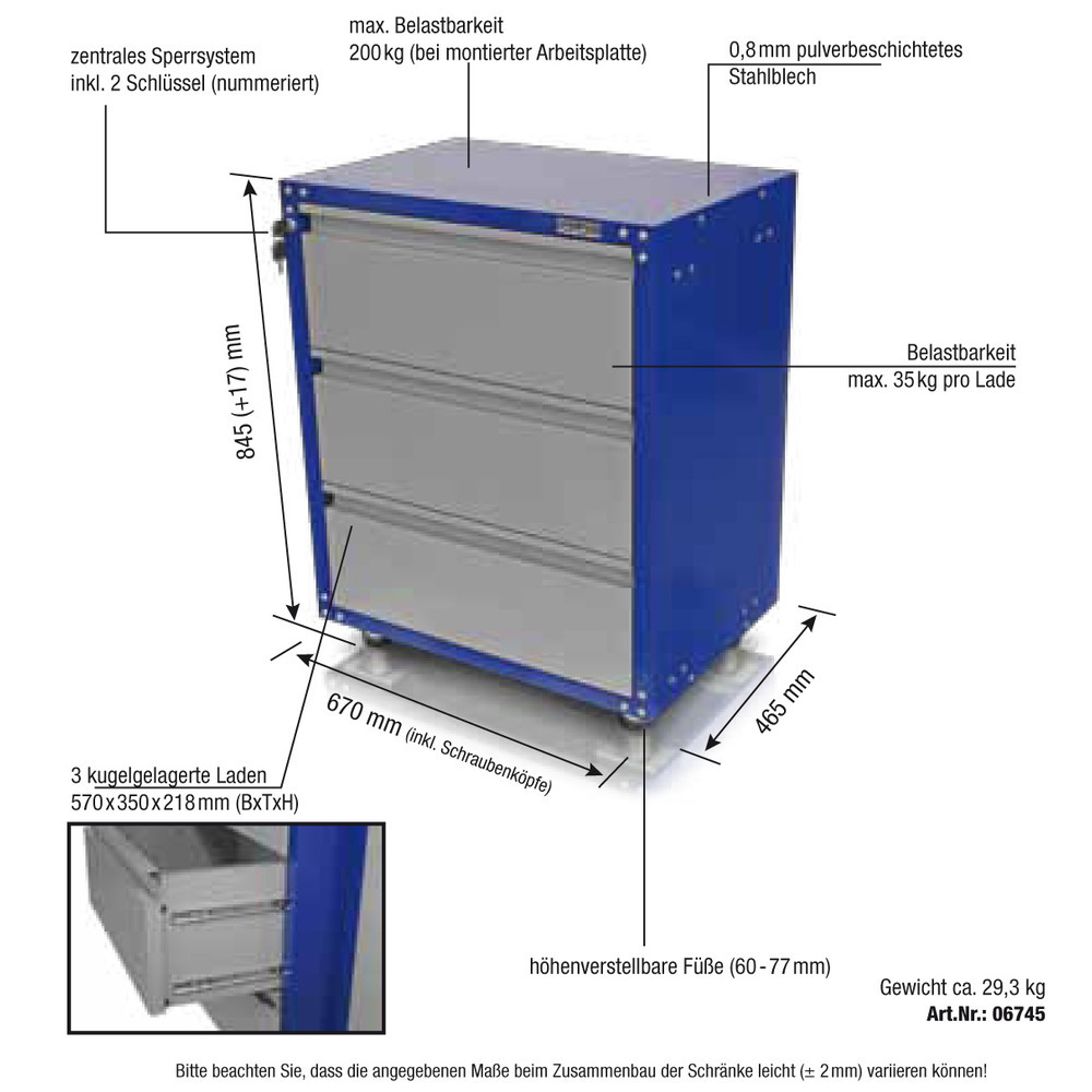 Unterschrank 3 Laden – Baukastensystem