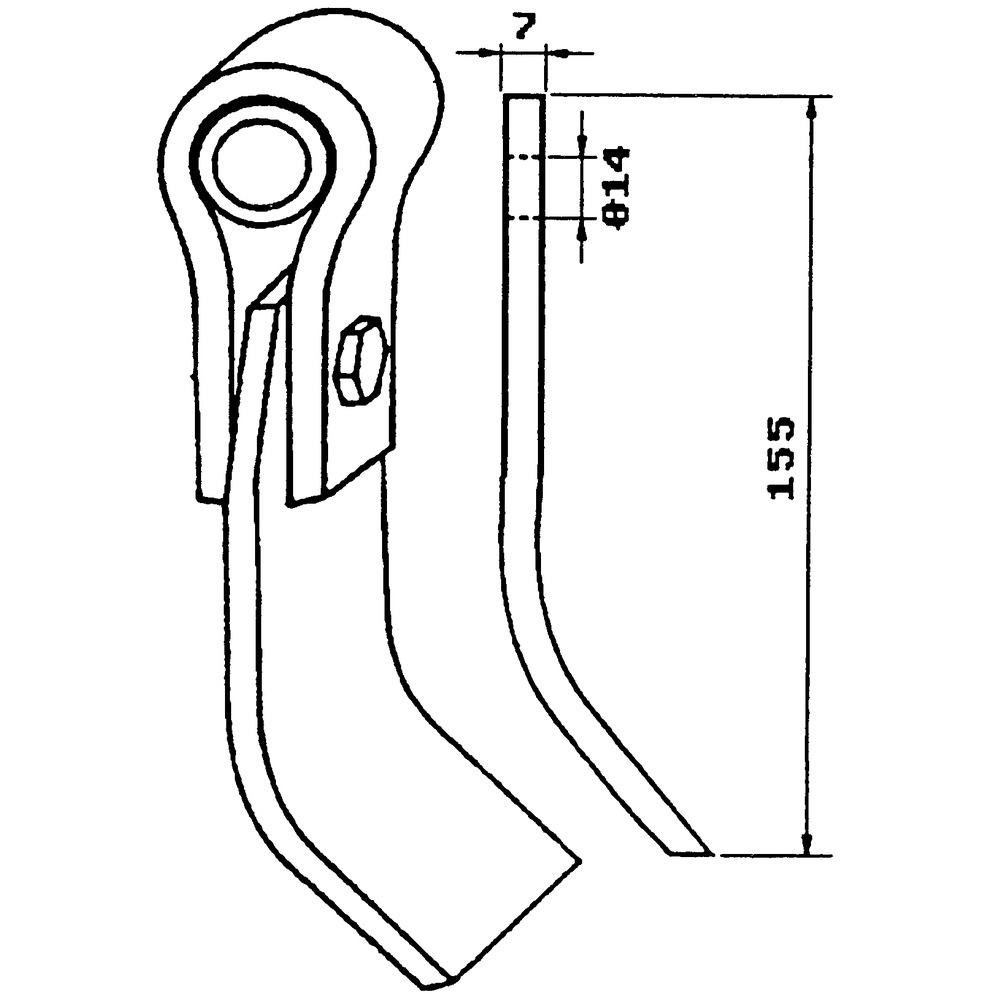 Corn knife suitable for Taarup, Ugerlose, Kirchner