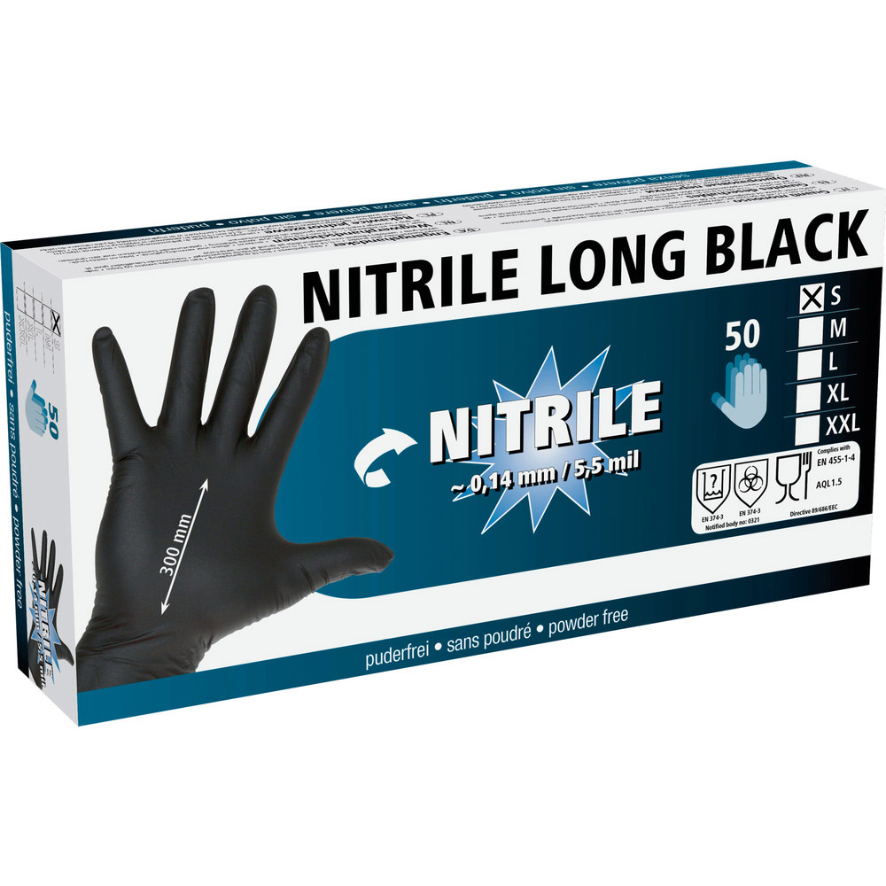 Einmalhandschuh Nitril Schwarz, 30 cm lang