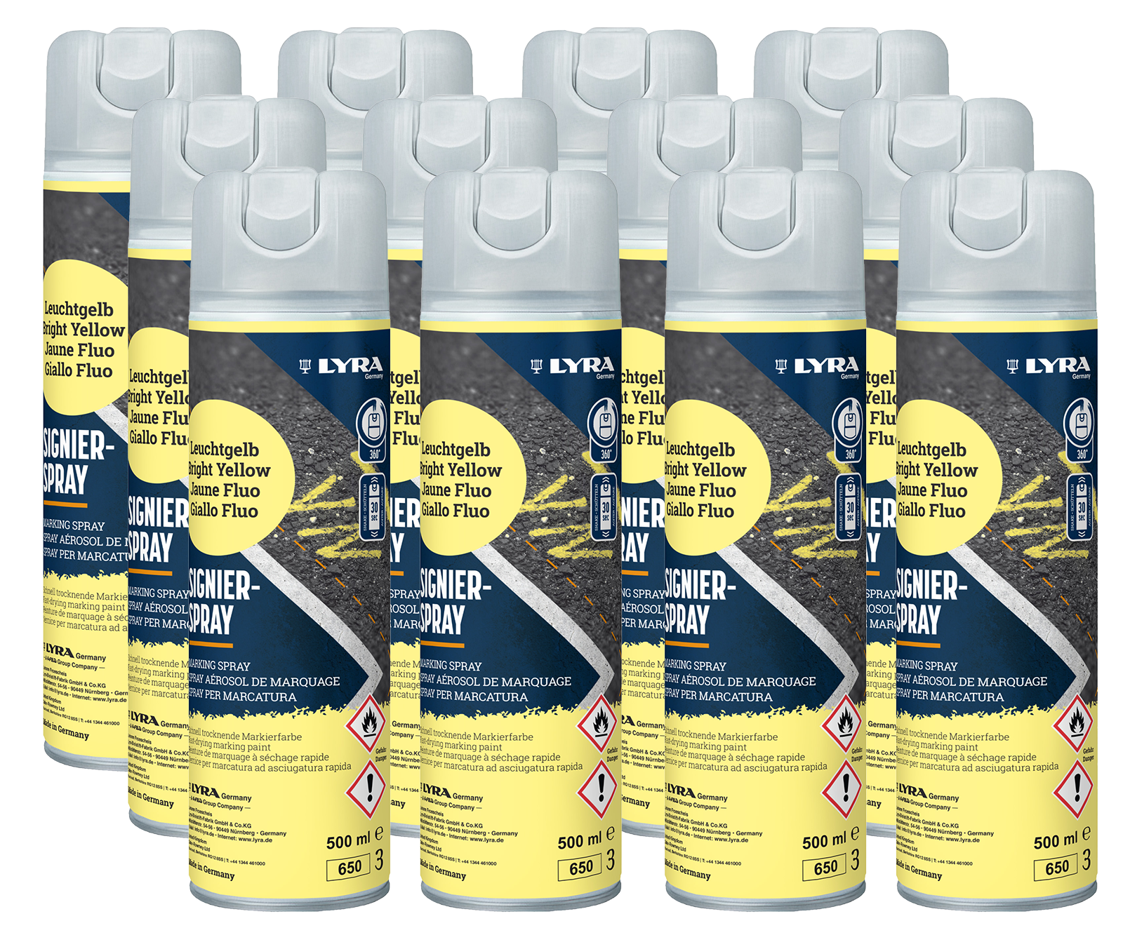 Markierspray gelb 12er SET