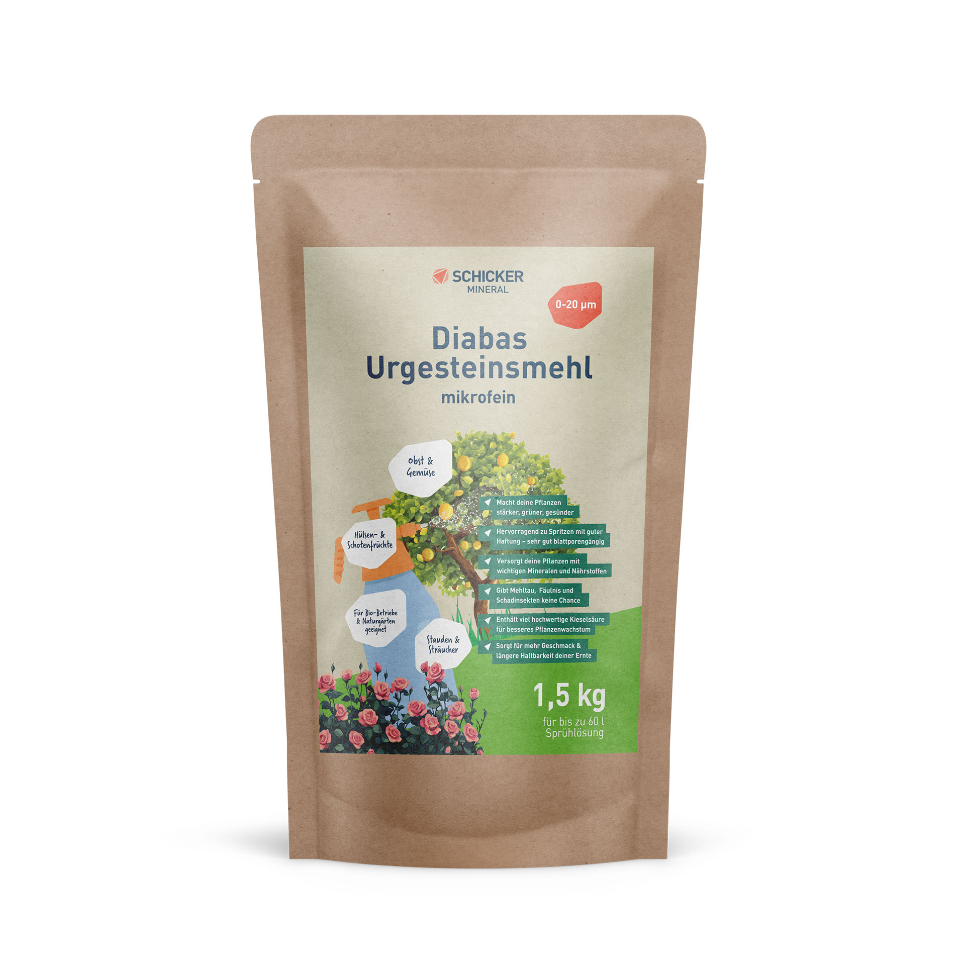 Diabas Urgesteinsmehl mikrofein - 1,5 kg Sack