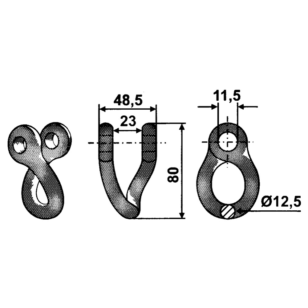 Schäkel gedreht 80x48,5mm, Ø 11mm