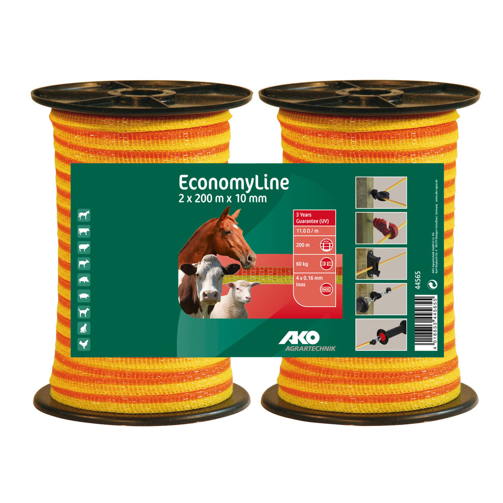 Weidezaunband Economy gelb/orange, 10 mm / 200 m Doppelpackung