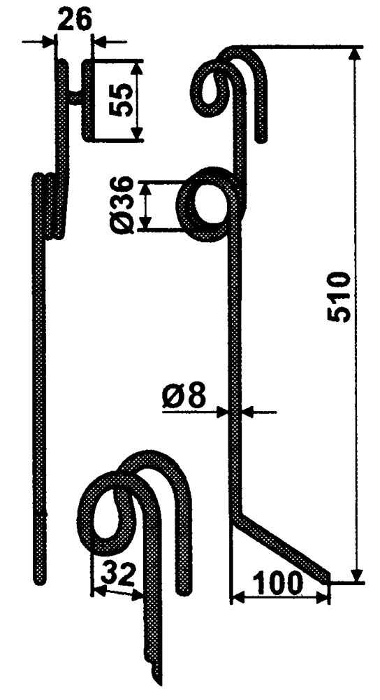 Hackstriegelzinke Ø8mm passend zu Einböck