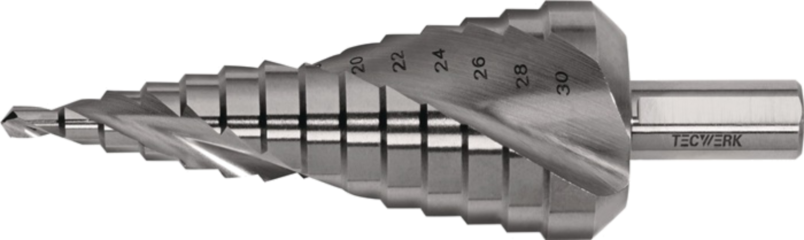Stufenbohrer Bohrbereich 4-30 mm HSS spiralgenutet Schneidenanzahl 2 Stufenanzahl 14