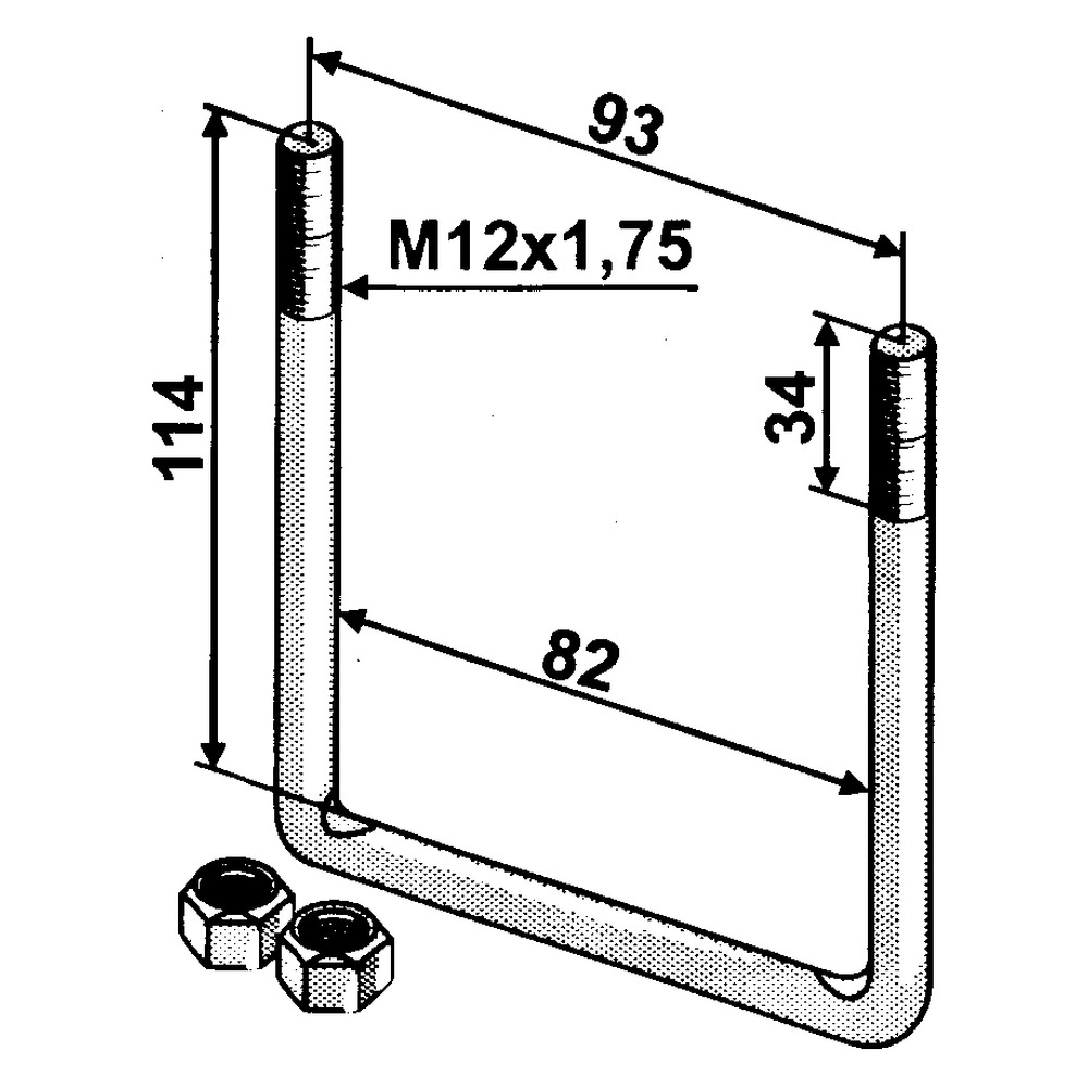 Boulon en U M12x1,75, R80x80
