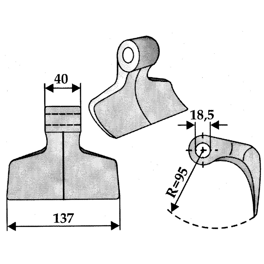 Hammer flail suitable for Acrimom, Agritec, Berti, Breviglieri, MEAAT, Oehler, Vigolo, Vogel and Noot, AP-00891
