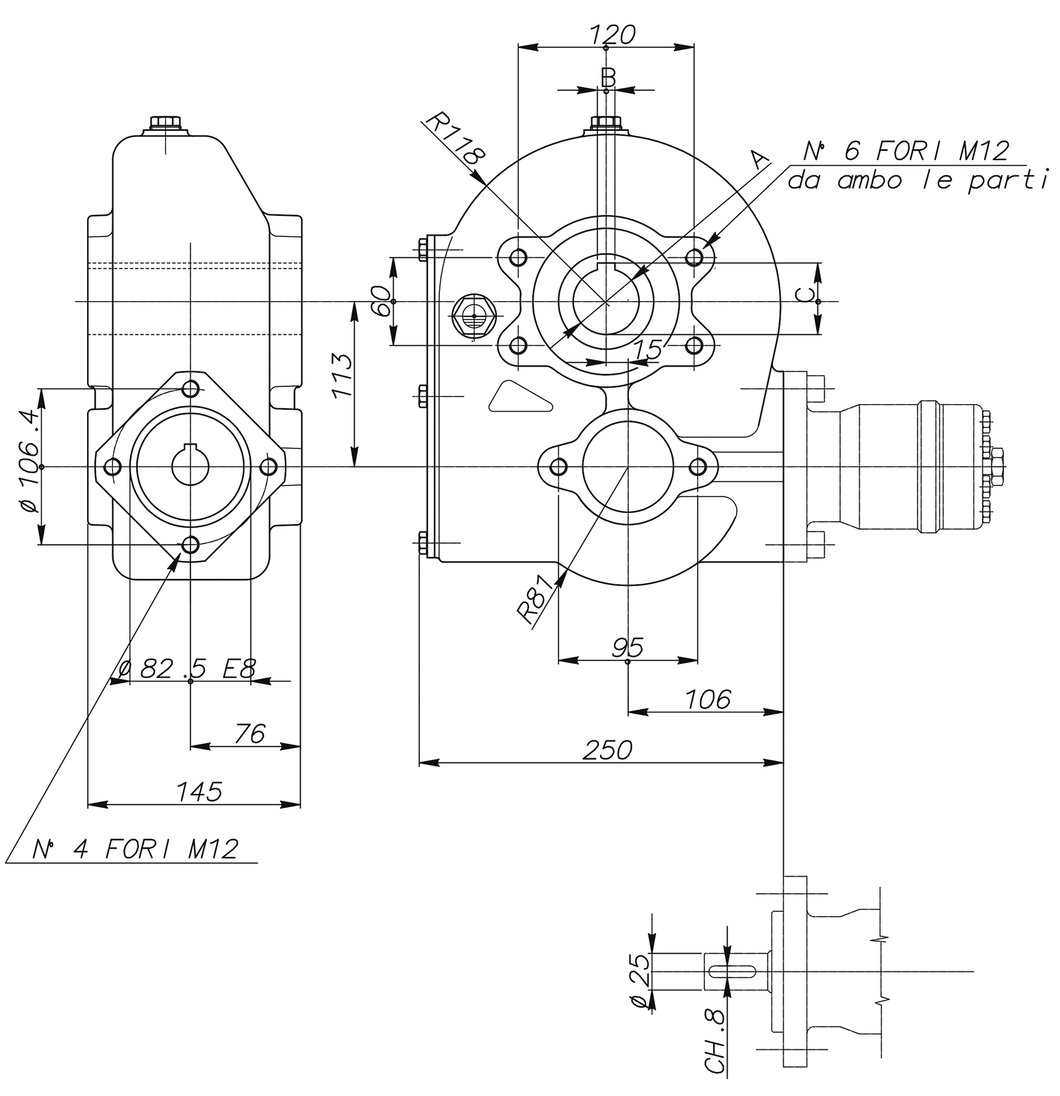 Kratzbodengetriebe RT190 10,2:1 1900Nm, Bohrung ø40mm