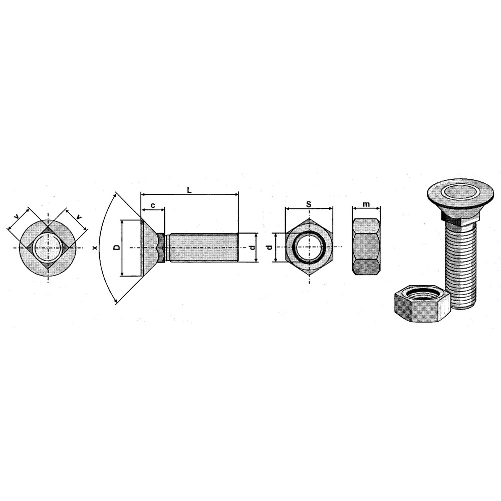 Scharschraube mit Vierkantansatz, DIN 608-FA1258