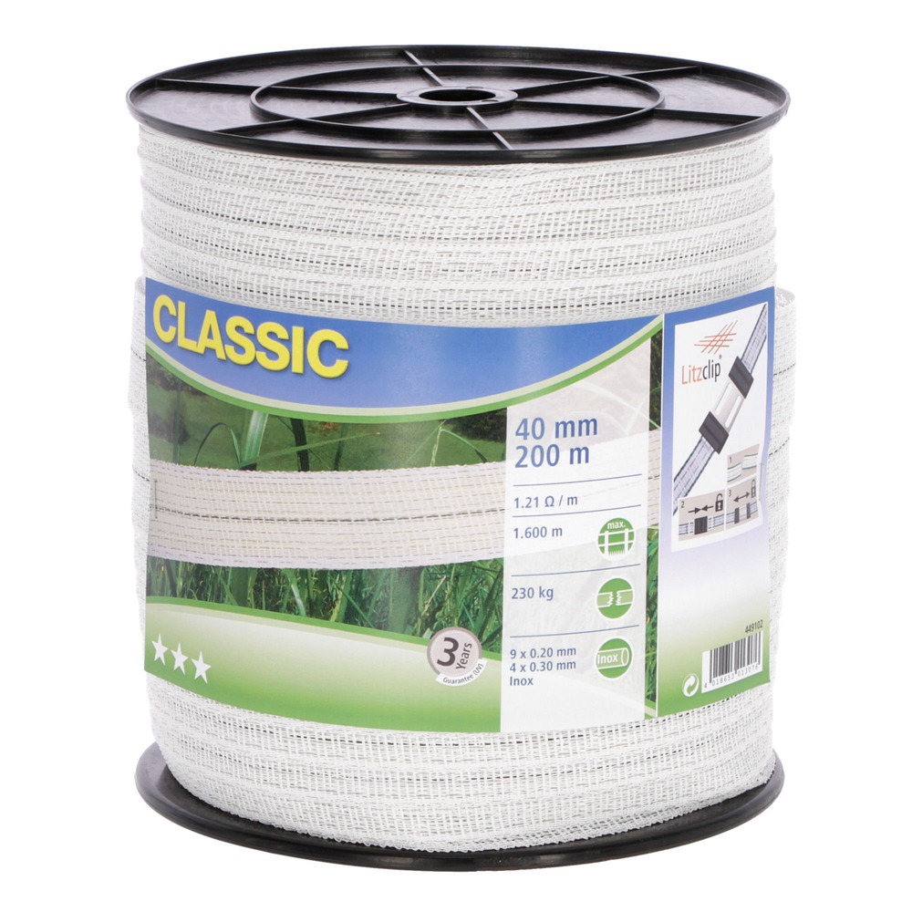 Weidezaunband Classic weiß, 40 mm / 200 m-FA100766