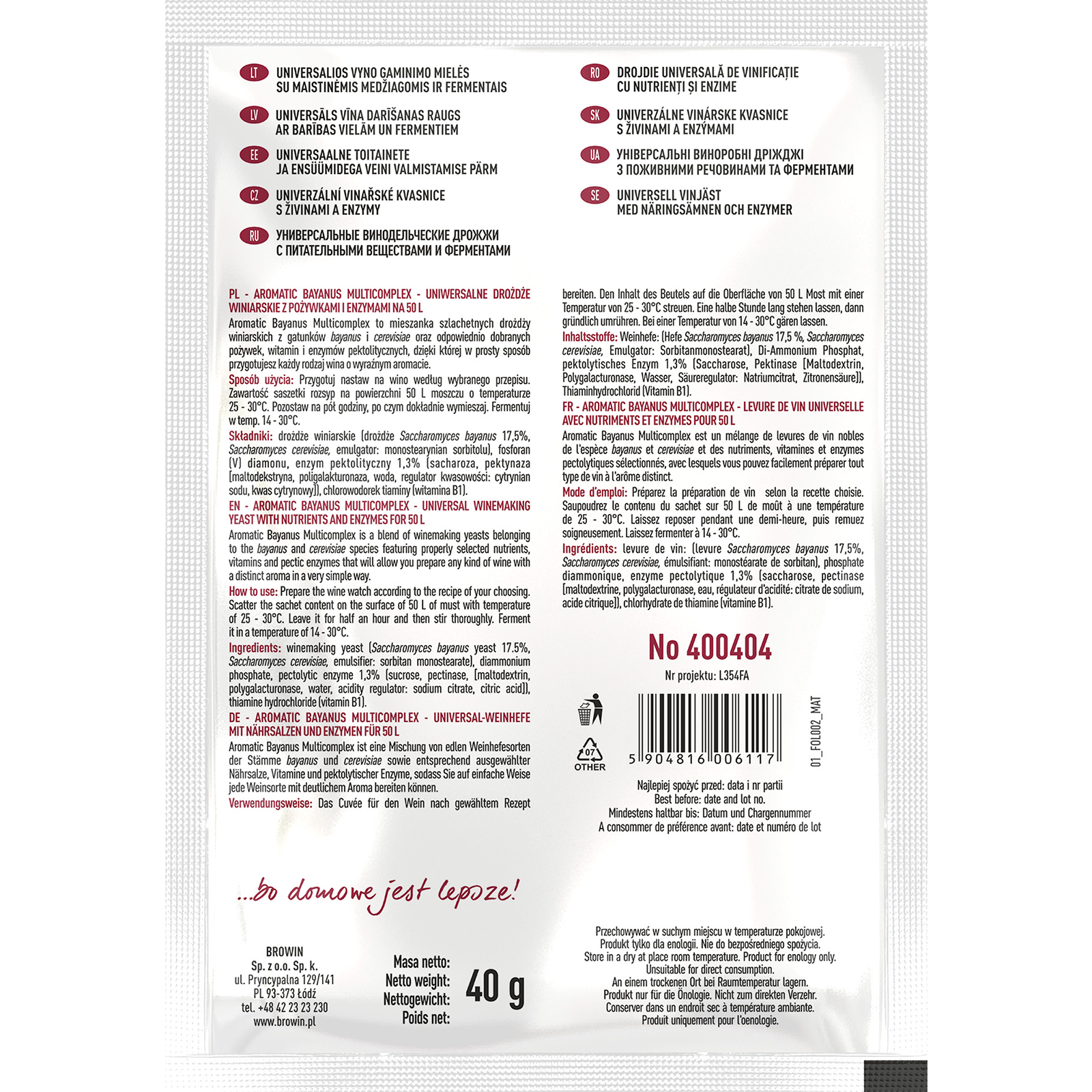 Starterset Aromatic Bayanus Multicomplex für Wein