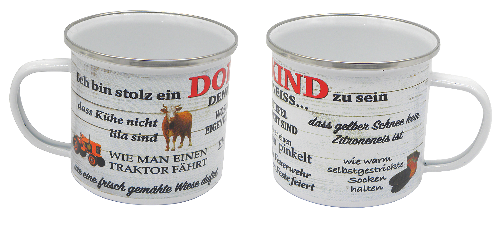 Becher Emaille Dorfkinder - flotte Sprüche