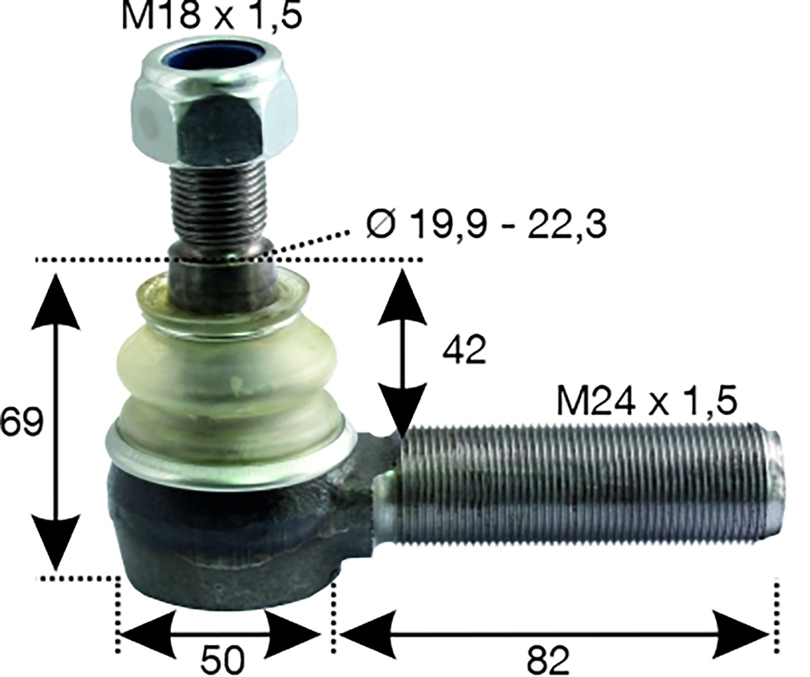 Kugelgelenk M24x1,5R Konus 19,9-22,3