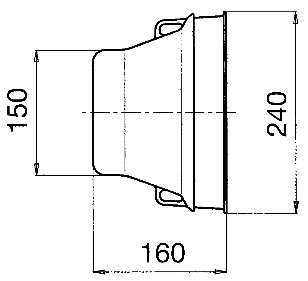 Schutztopf geräteseitig ø240mm mit Langlöcher 9x24mm