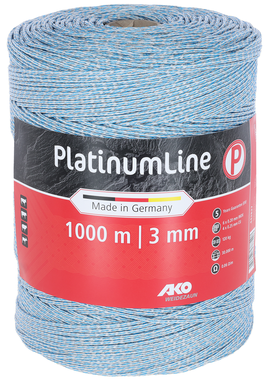 Weidezaunlitze Platinum weiß/blau 3 mm / 1000 m