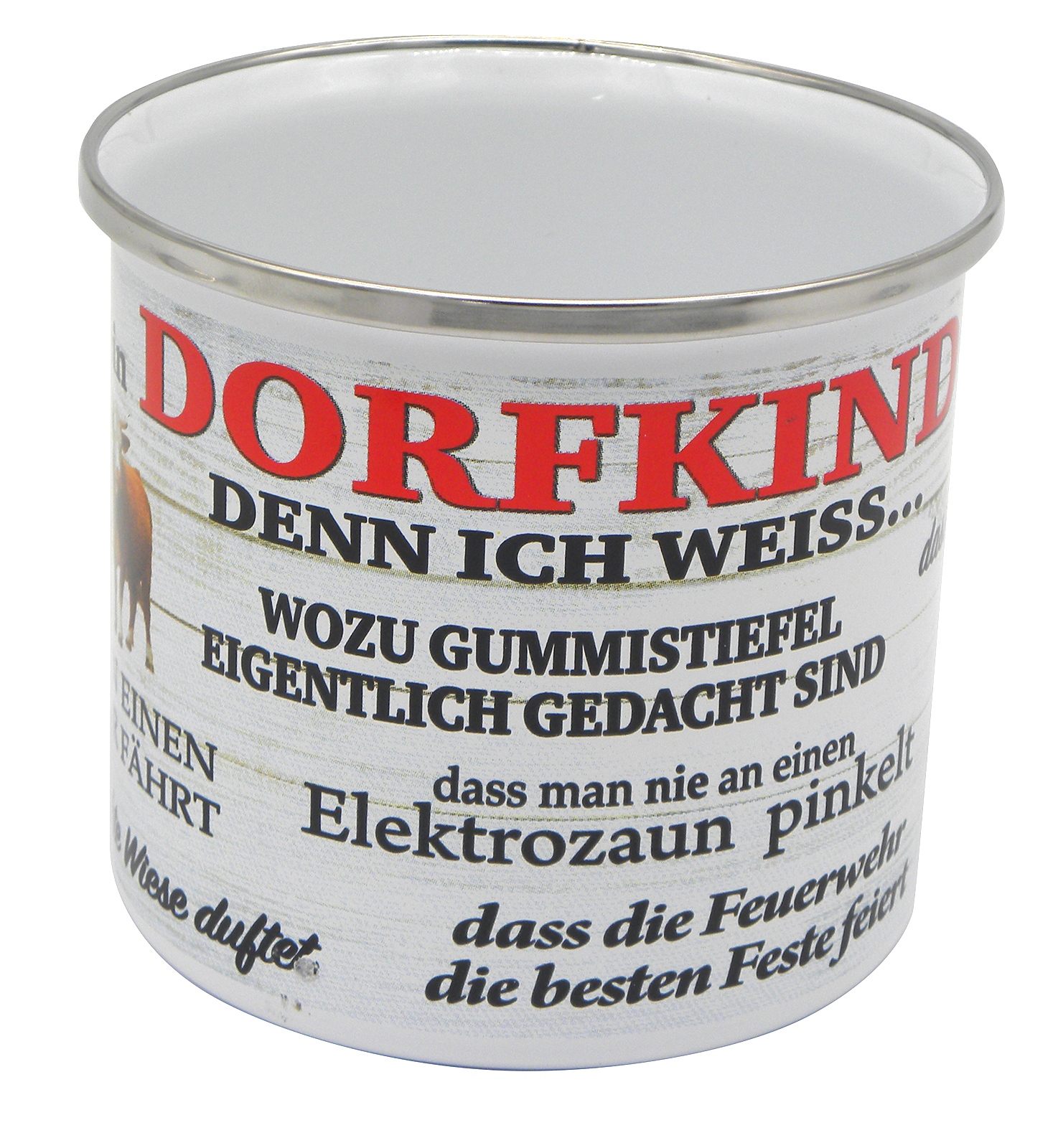 Becher Emaille Dorfkinder - flotte Sprüche