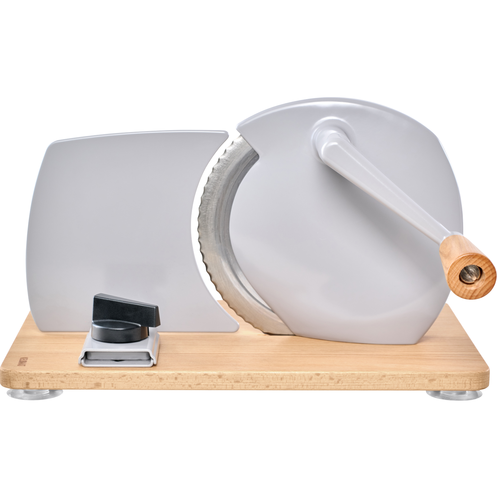 Affettatrice manuale con piastra in legno