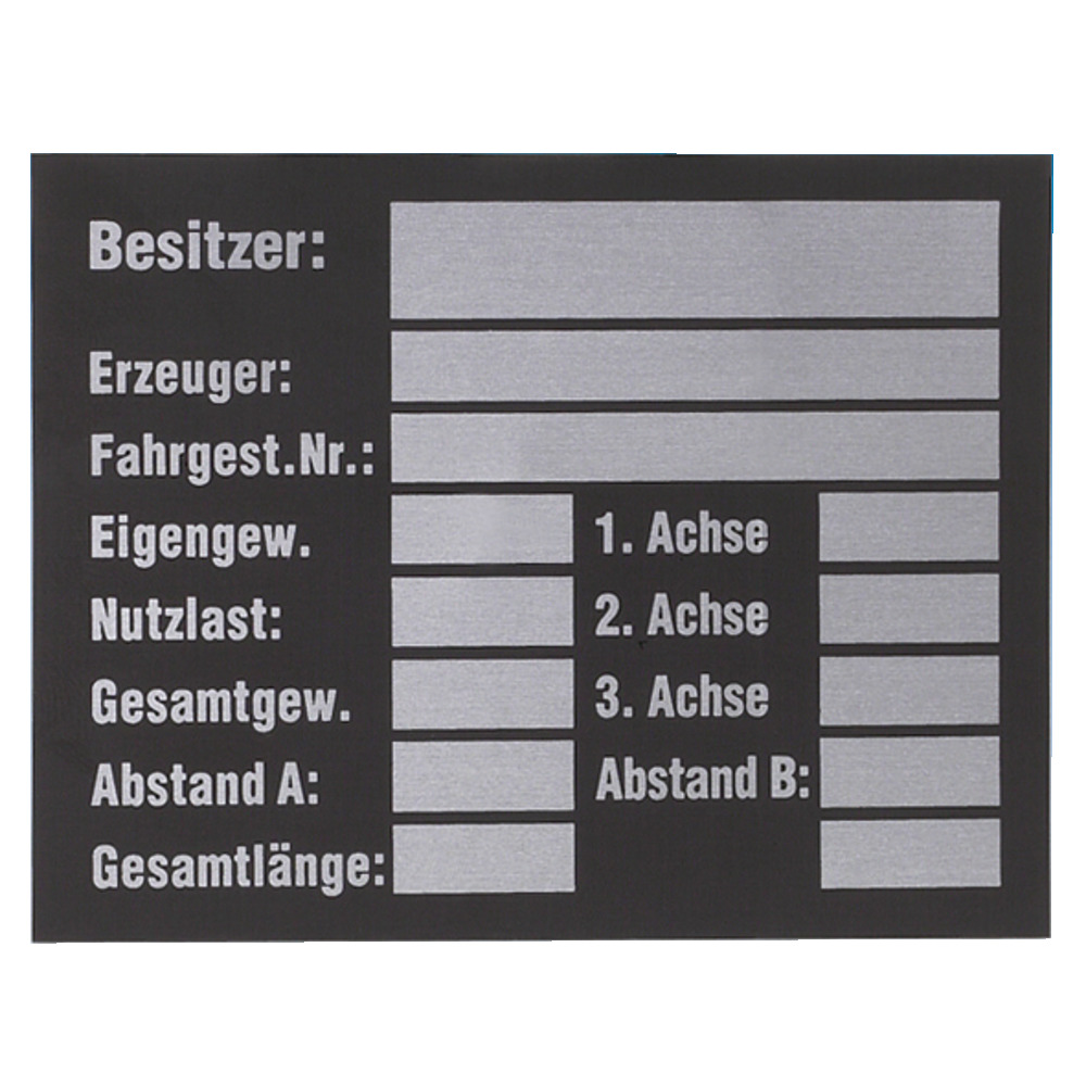 Typenschild-Klebefolie für 3-achsige Fahrzeuge