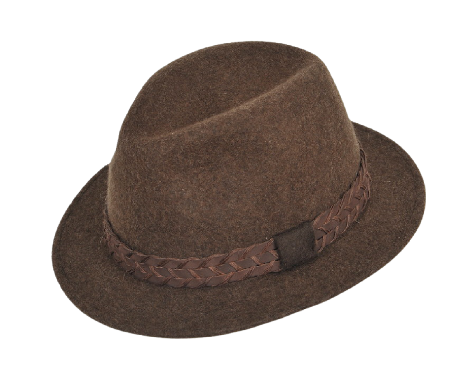 Wool hat with narrow brim, brown-melange