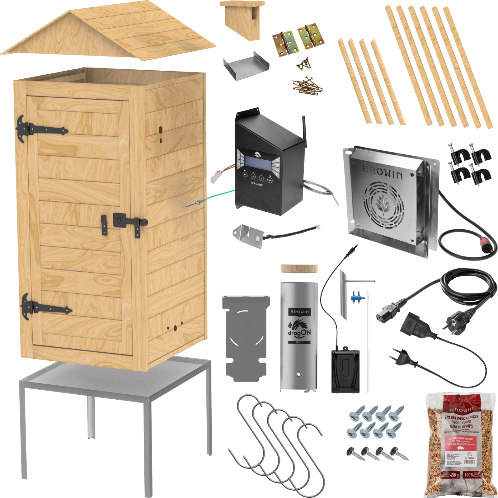 Räucherofen aus Holz dragON  200 L elektrisch mit Wi-Fi 