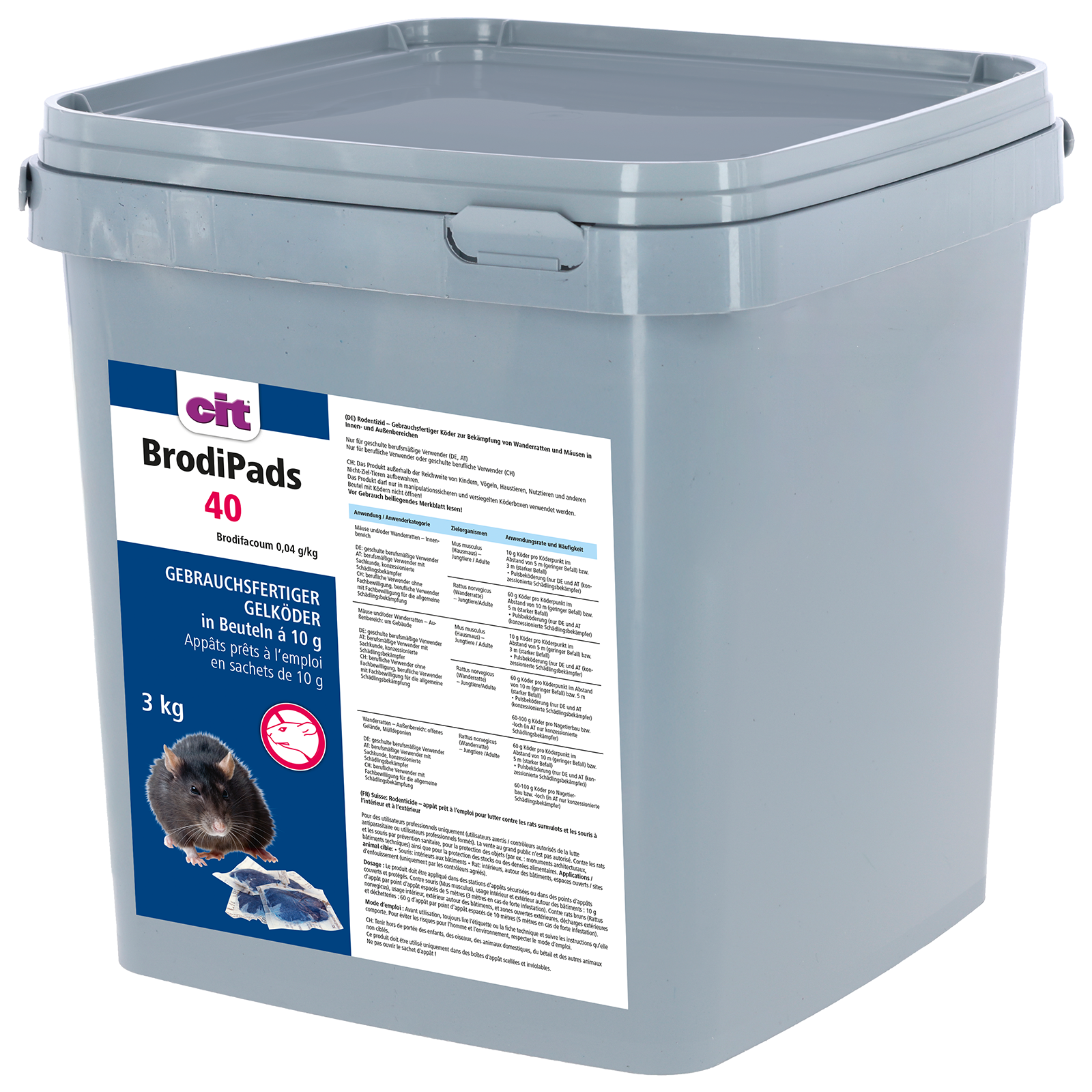 Rat bait BrodiPads 40 3 kg*