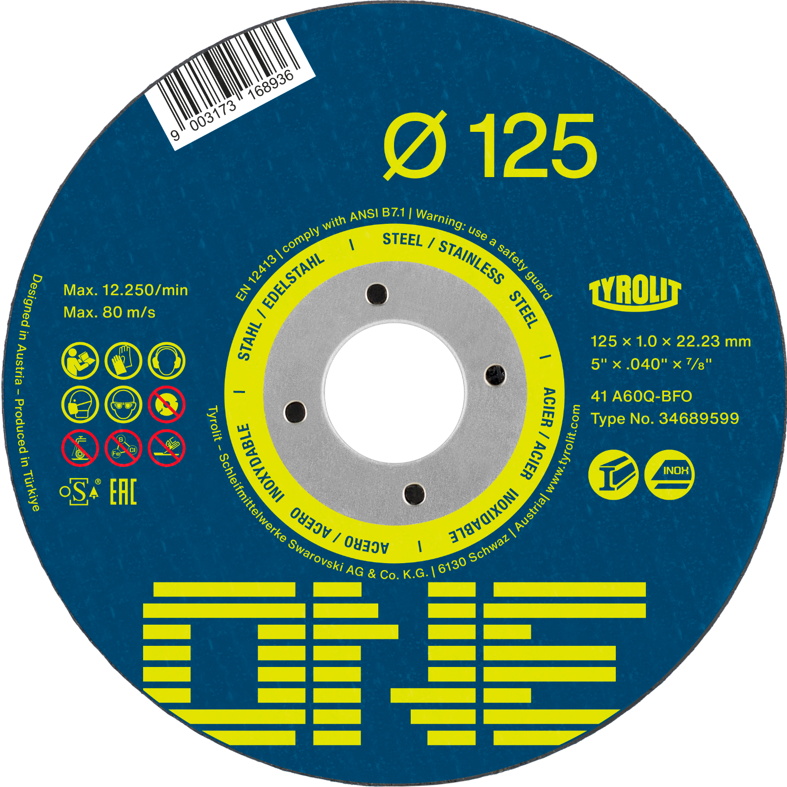 Trennscheibe Tyrolit 125x1 2-1 / 100 Stk Aktionseimer