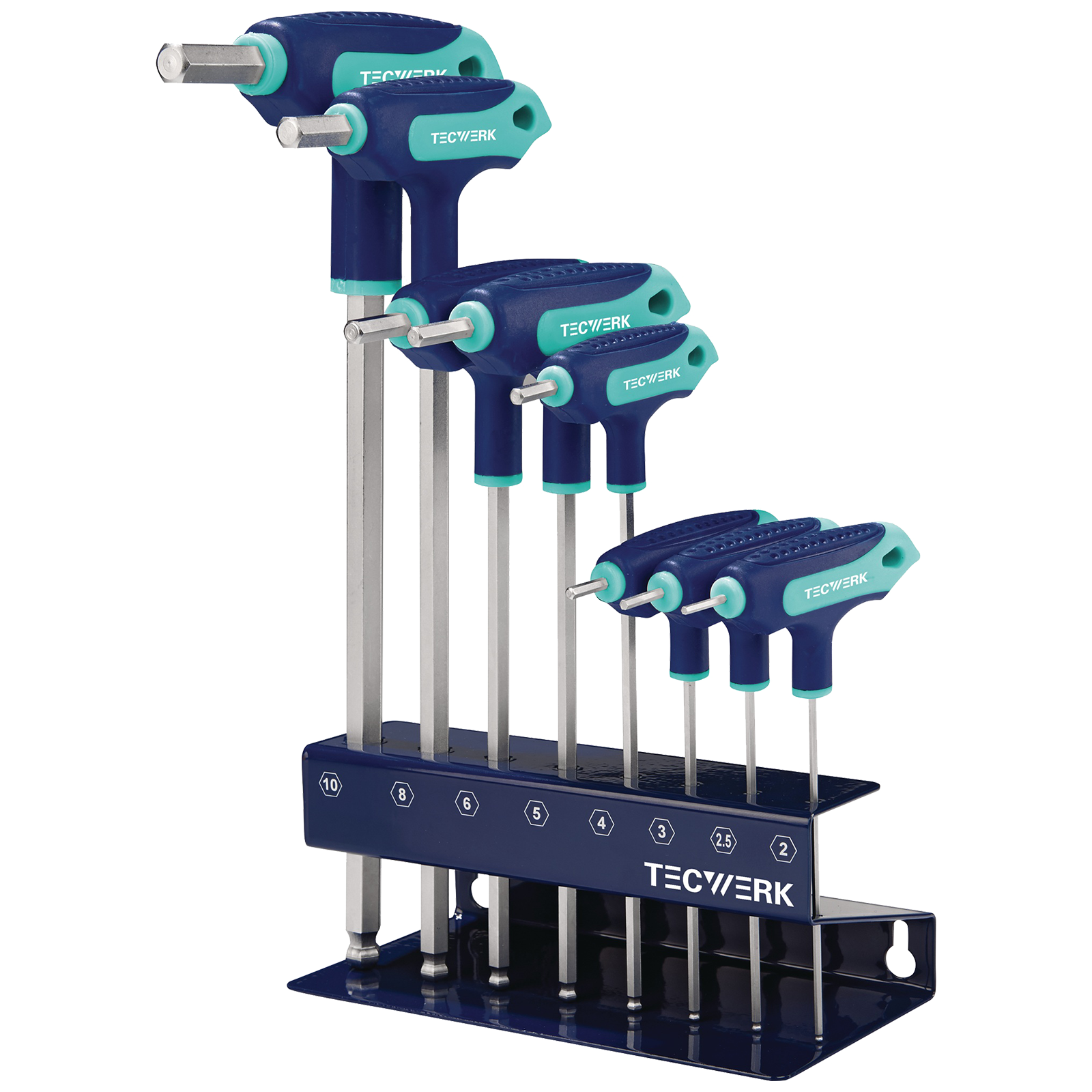 Allen key set with T-handle, 8 pieces.