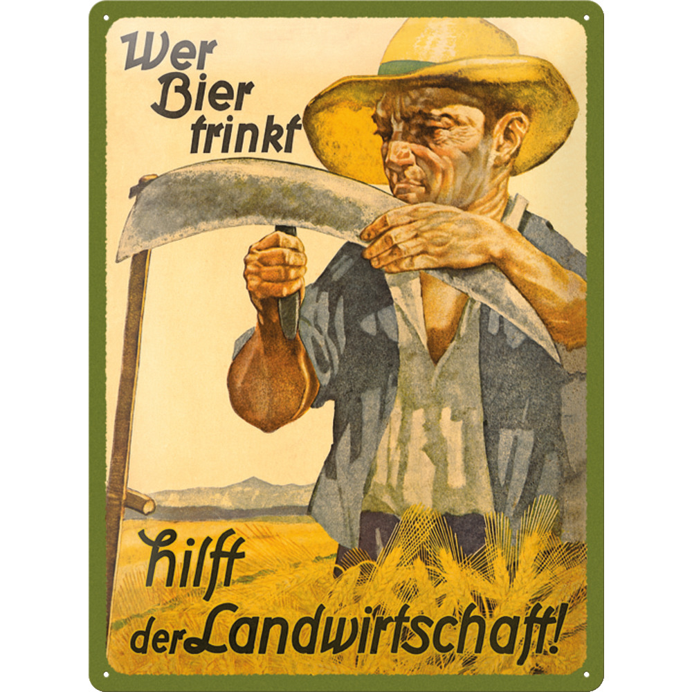 Blechschild Mann Wer Bier trinkt hilft der Landwirtschaft-FA68578