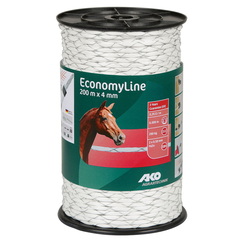 Weidezaunseil Economy kreuzgewickelt, 4 mm / 200 m