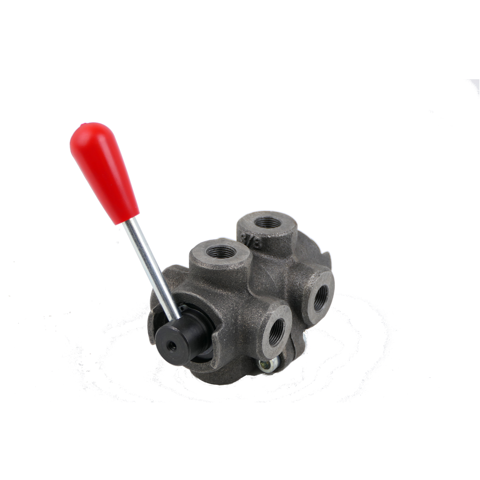 6/2-Wegeventil mechanisch umschaltbar, Durchfluss 120 L/min, R3/4 Zoll, Mittelstellung geschlossen, für Rohrleitungseinbau