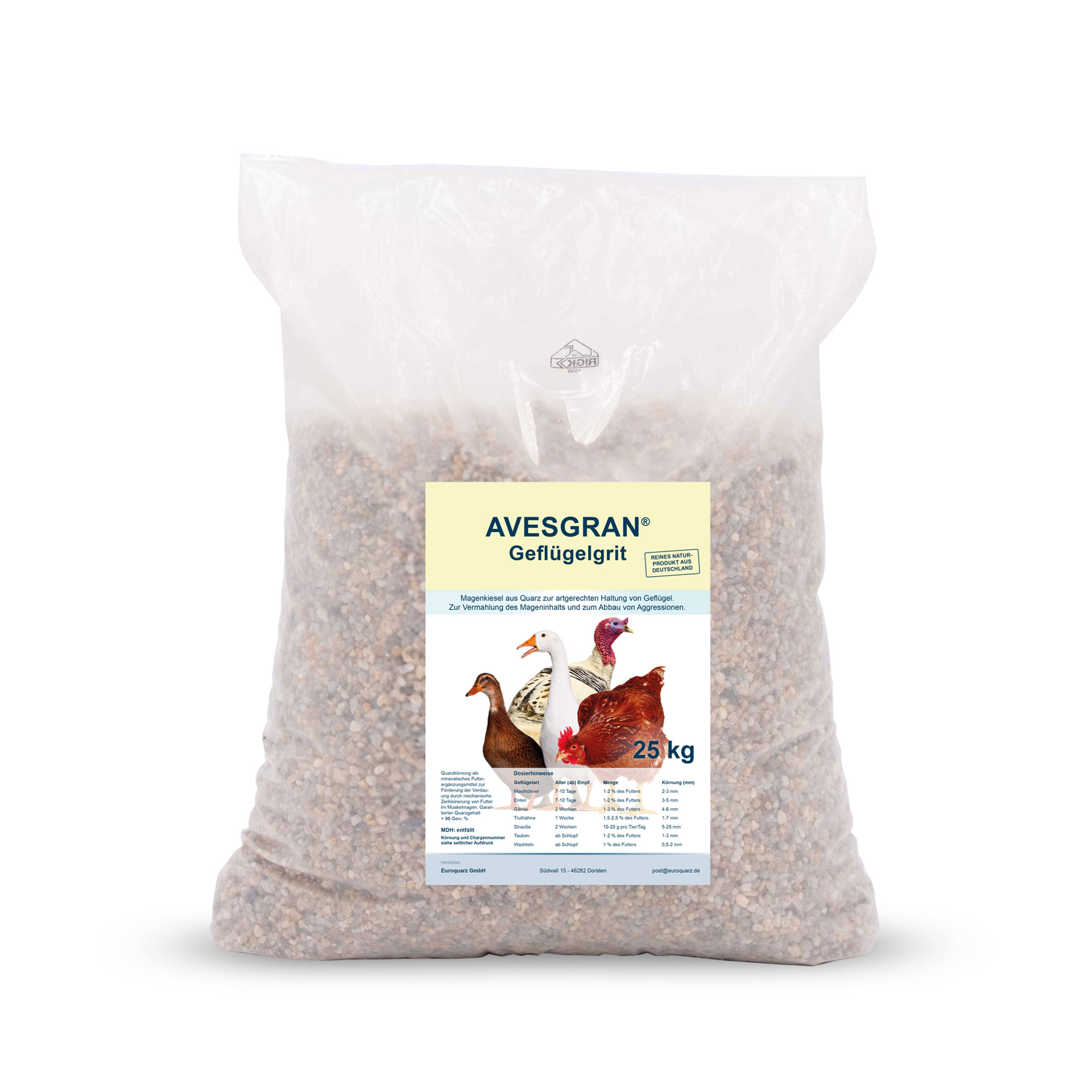 AVESGRAN® Geflügelgrit / Magenkies 1-2 mm - 25 kg Sack