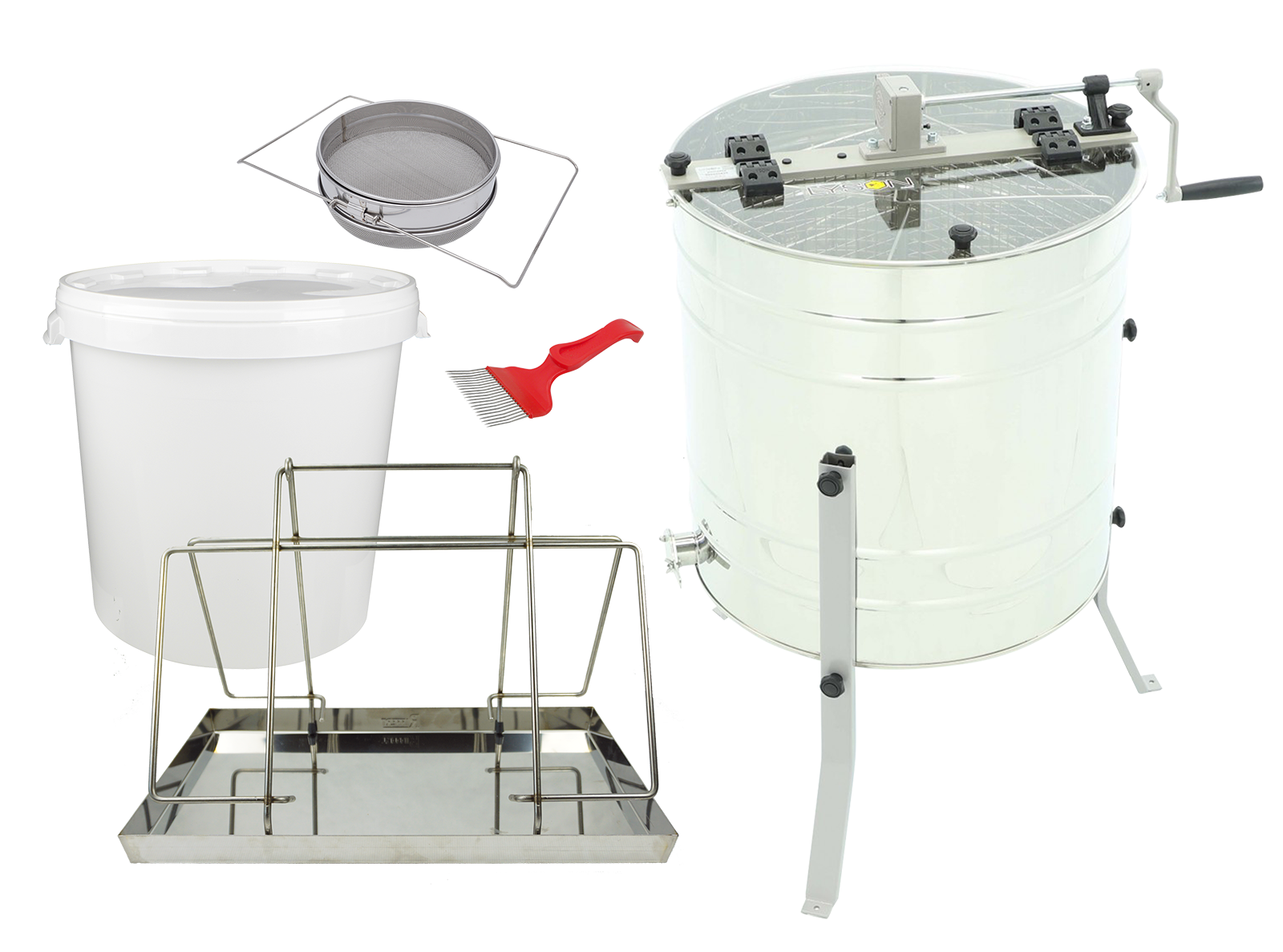 Kit de récolte de miel pour débutants avec extracteur manuel à 4 rayons