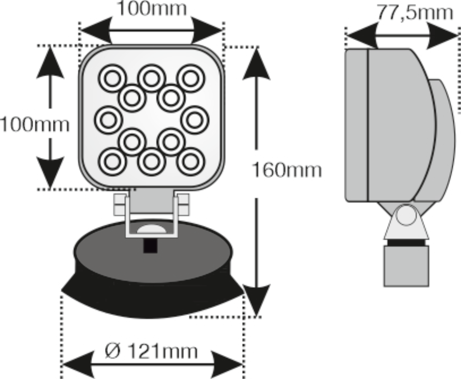 LED-Arbeitsscheinwerfer Magnet, mit Kabel, 1750 Lumen