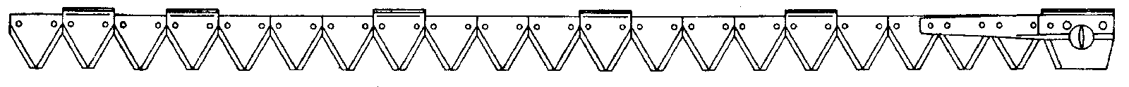Mähmesser 5 Zoll / 163 cm, 20 Klingen DIN 80 gezahnt, davon 5 Führungsklingen GB543 anstelle von Busatis M14