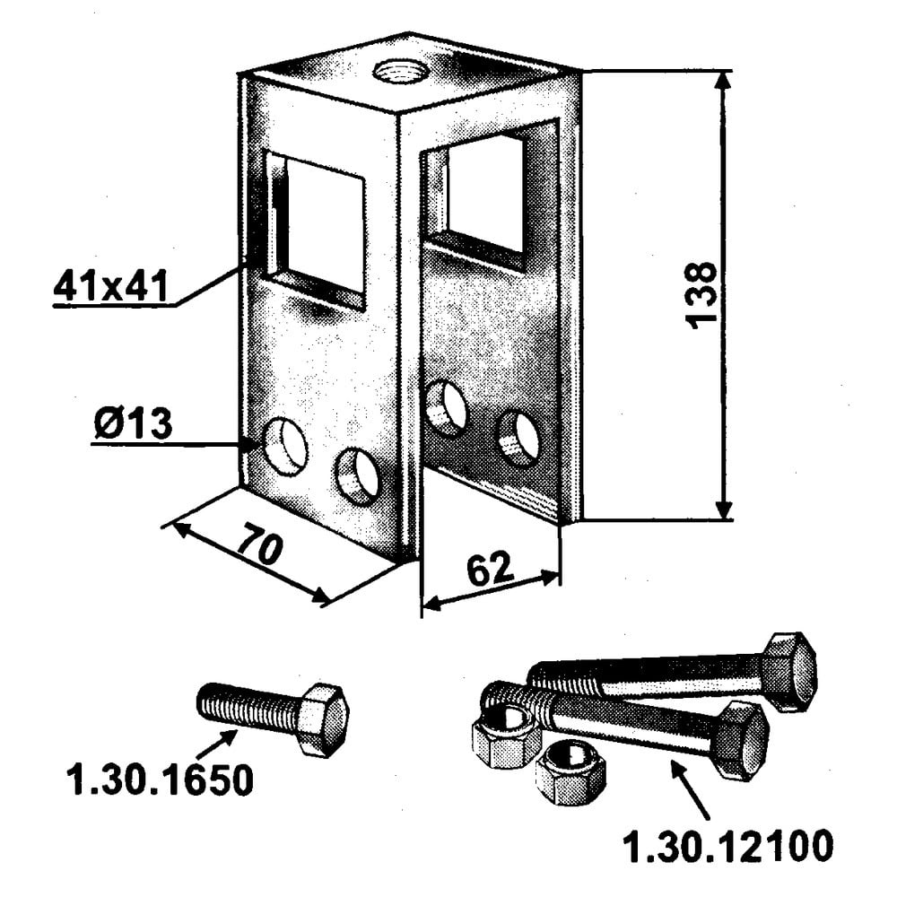 Holder for track eradicator tine for frame 60x60mm