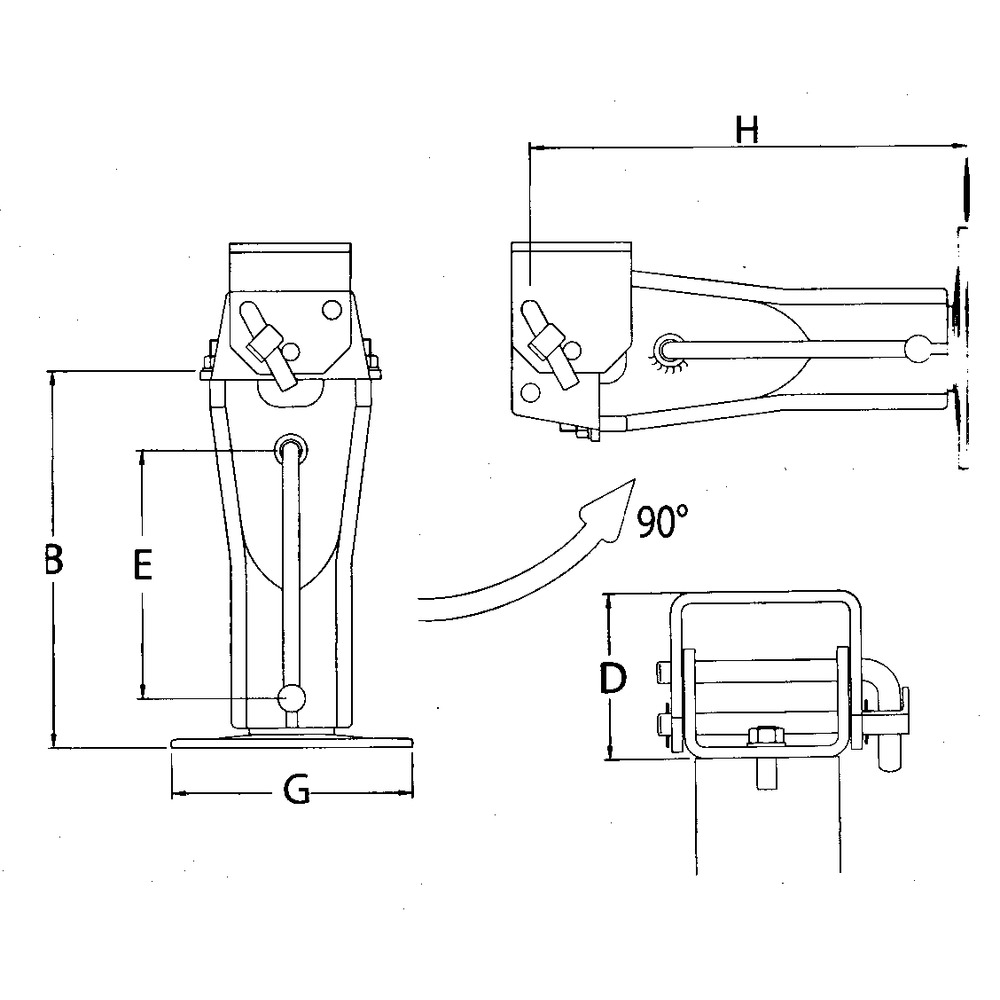 Stützfuß schwenkbar 90°