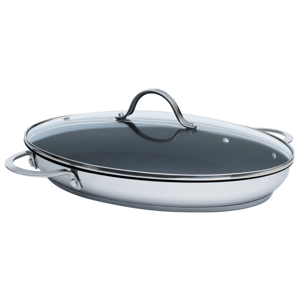 Fischpfanne mit Glasdeckel 38x26cm