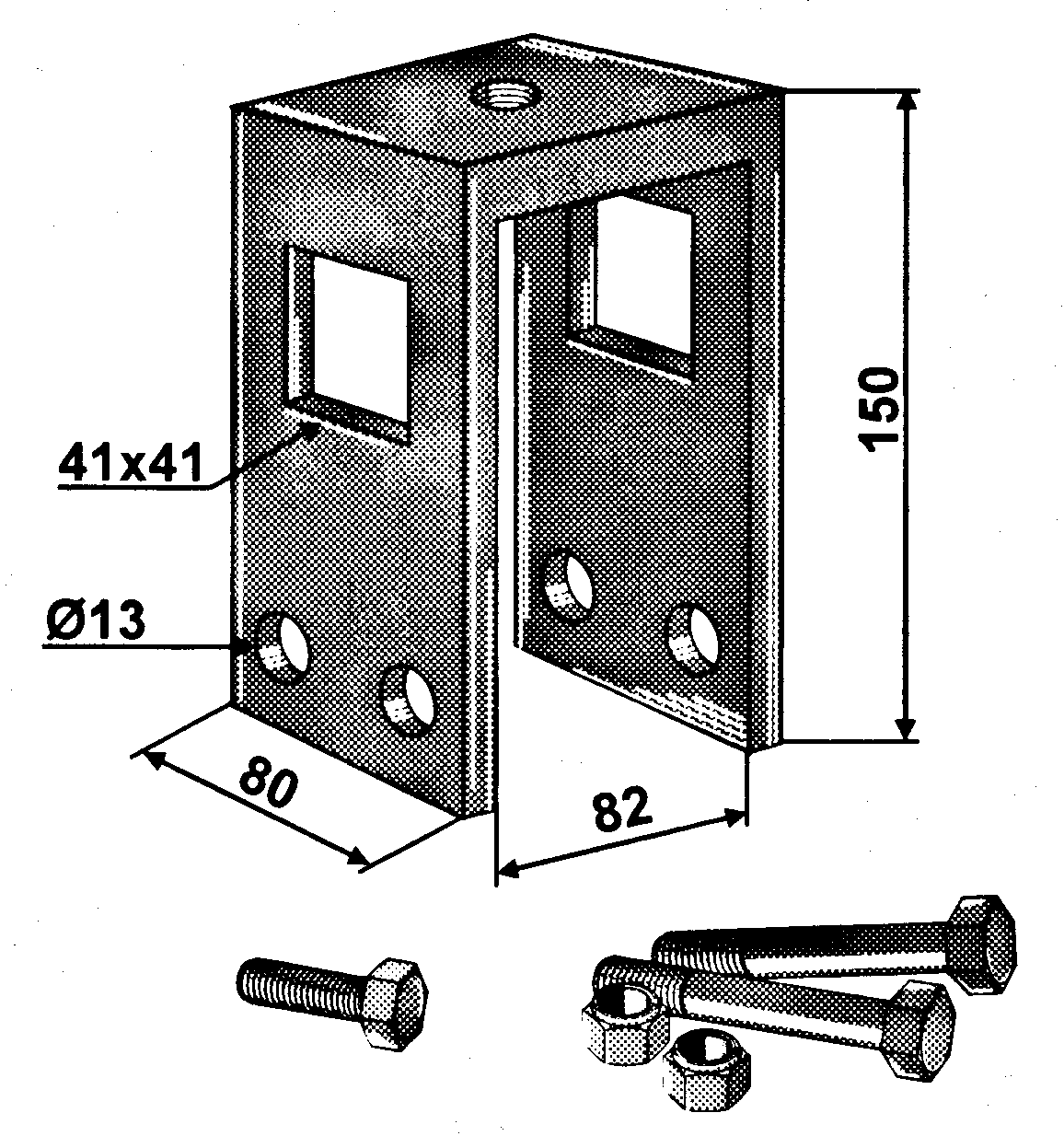 Halter zu Spurlockererzinke für Rahmen 80x80mm