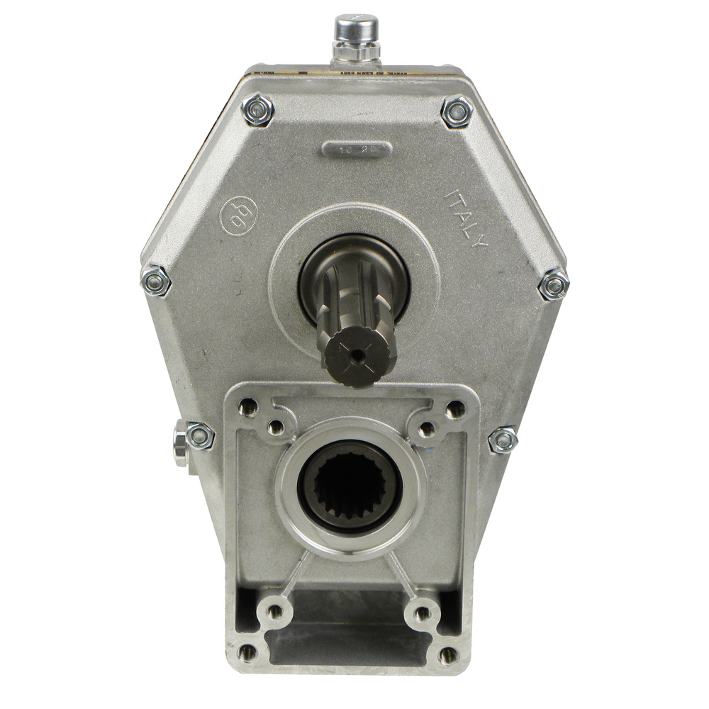 Übersetzungsgetriebe für Hydraulikpumpen mit Aufsteck-Schnellverschluss und Durchtrieb 1 3/8 x 6