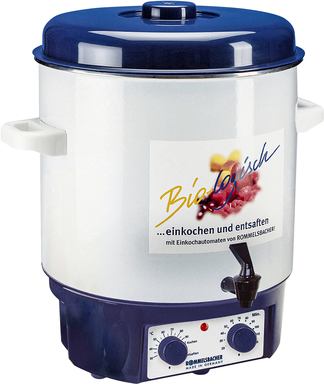 Einkochautomat mit Ablaufhahn und Zeitschaltuhr