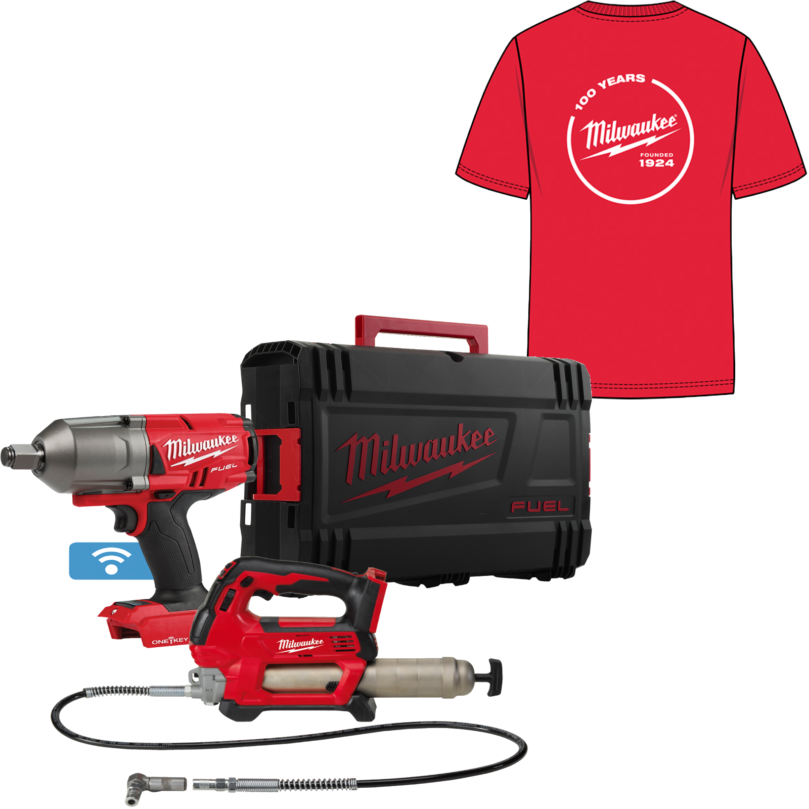 Akku-Werkzeugset M18 ONEPP2Y-OX + Schutzbrille und T-Shirt