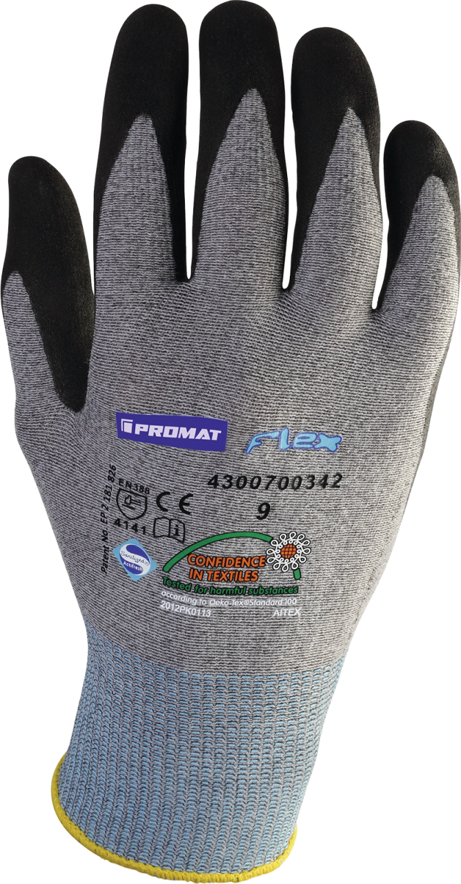 Handschuhe Flex N Größe 10 grau/schwarz EN 388 Kategorie II